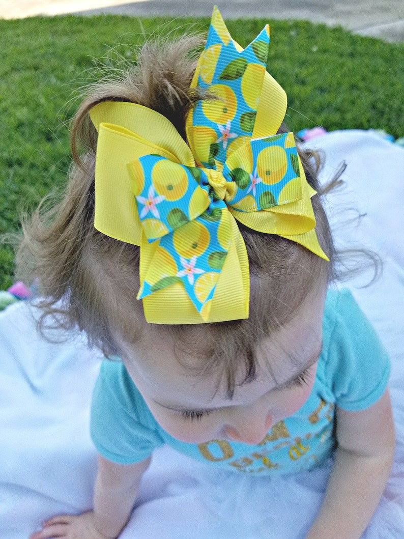 Lemon Hair Bow Lemon Hair Clip Lemonade Party Lemonade Hair Etsy