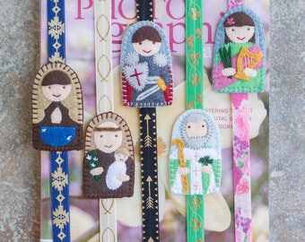Saint bookmark embroidered felt patron saint page marker catholic gift stocking stuffer first communion