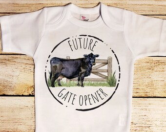future gate opener - baby cow shirt - baby clothes - cowboy clothes -  baby rancher - cows - cowkid - country baby