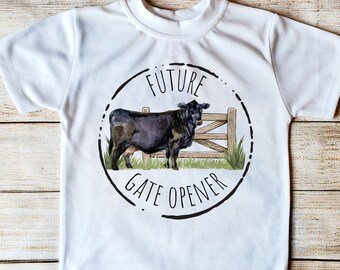 future gate opener - baby cow shirt - baby clothes - cowboy clothes -  baby rancher - cows - cowkid - country baby