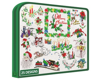 Classic Christmas Vol.4 set of 25 embroiddery designs patterns classic traditional Gift: format-resizer software