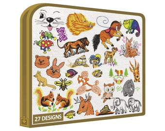 Animal Classic set of 27 embroiddery designs patterns wildlife animal kingdom Gift: format-resizer software