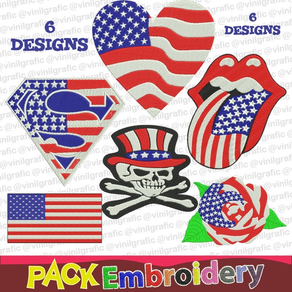 usa art symbols 6 embroidery designs sewing brother emb hus etsy