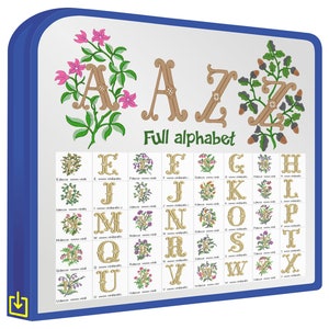 Alfabeto Floral Blossoms Bordar Patron Matriz Letras Wilcom ademas incluye software convertidor para cambiar medidas