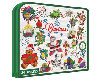 Classic Christmas Vol.3 set of 24 embroiddery designs patterns classic traditional Gift: format-resizer software