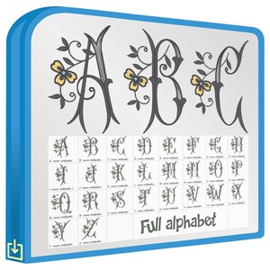 Alfabeto Estilizado Floral Shamrock Bordadoras Matrices incluye programa para cambiar tamaños y formatos