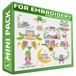 owls cutes pack embroidery designs sewing brother emb hus jef pes dst with resizer-converter software included
