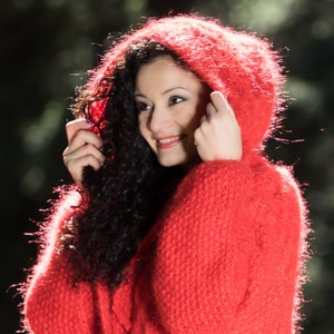 Long Mohair Cardigan, hand Knit Coat, Hooded cardigan, Long knit cardigan, personalized sweater, knit winter jacket, fuzzy chunky cardigan