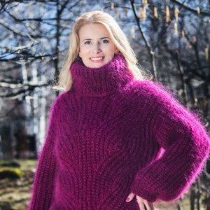 Made to order Hand Knitted Mohair Sweater, Turtleneck sweater, Ribbed Pullover, Oversized sweater, chunky top, thick turtleneck, fetish
