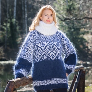 Turtleneck Sweater Fair Isle Sweater Mohair Sweater - Etsy