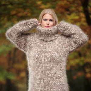 Thick Mohair Sweater Turtleneck Sweater Chunky Knit Sweater Unisex Hand ...