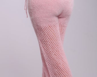 Pink Mohair Leggings Fuzzy Pants Mohair 