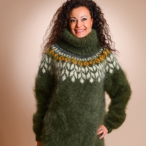 Icelandic Mohair Sweater, Norwegian Sweater, Fuzzy Turtleneck, Ski Sweater, Nordic Sweater, Fair Isle Sweater, Hand Knit men sweater, fetish