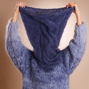 READY TO SHIP Mohair Snood Schal - lange Tube Schal - stricken Mohair Schal - KapuzenSchal - Winter Schal - Kabel stricken Cowl - stricken Wolle Rohr