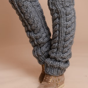 Wool Leg Warmers, Cable knit leg warmers, Hand knit socks, Chunky Leg warmers, Long Knit tights, Dancer leg warmers
