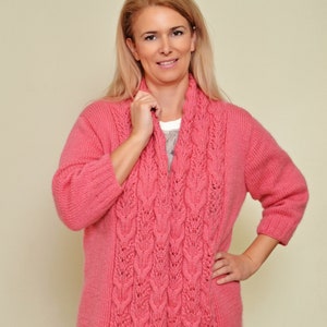 Hand Knit cardigan, Open coat, mohair sweater, gifts for her, personalized gift, cable knit cardigan, Open cardigan, cable knit coat