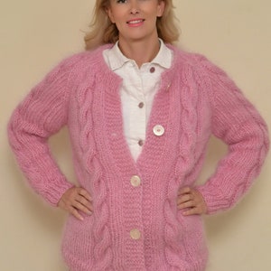 Mohair cardigan, Chunky coat, hand knit cardigan, mohair sweater, relaxed cardigan, personalized gift, custom cable knit cardigan streetwear