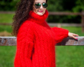 THICK Mohair Sweater, Turtleneck Chunky Knit Sweater, Bulky Jumper, Unisex Sweater, Chunky turtleneck sweater, Heavy sweater