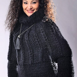 READY TO SHIP Chunky Turtleneck, Wool Sweater, Bulky sweater, Thick Jumper, Black Sweater, Turtleneck jumper, Ski sweater
