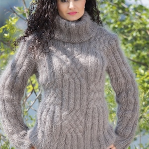 Turtleneck Sweater, Chunky Mohair Sweater, Ribbed Pullover, Mohair Jumper, hand knit pullover, Knit jumper, cable knit jumper, Fuzzy sweater