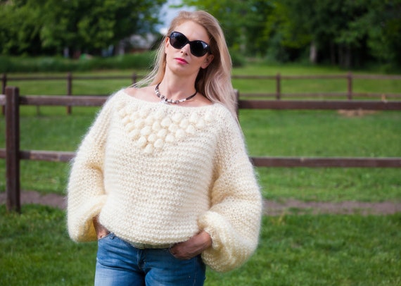 Off Shoulder Puff Sleeve Knitting Sweaters Off Shoulder Puff Sleeve Knitting Sweaters