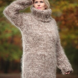 Thick Mohair Sweater Turtleneck Sweater Chunky Knit Sweater Unisex Hand ...