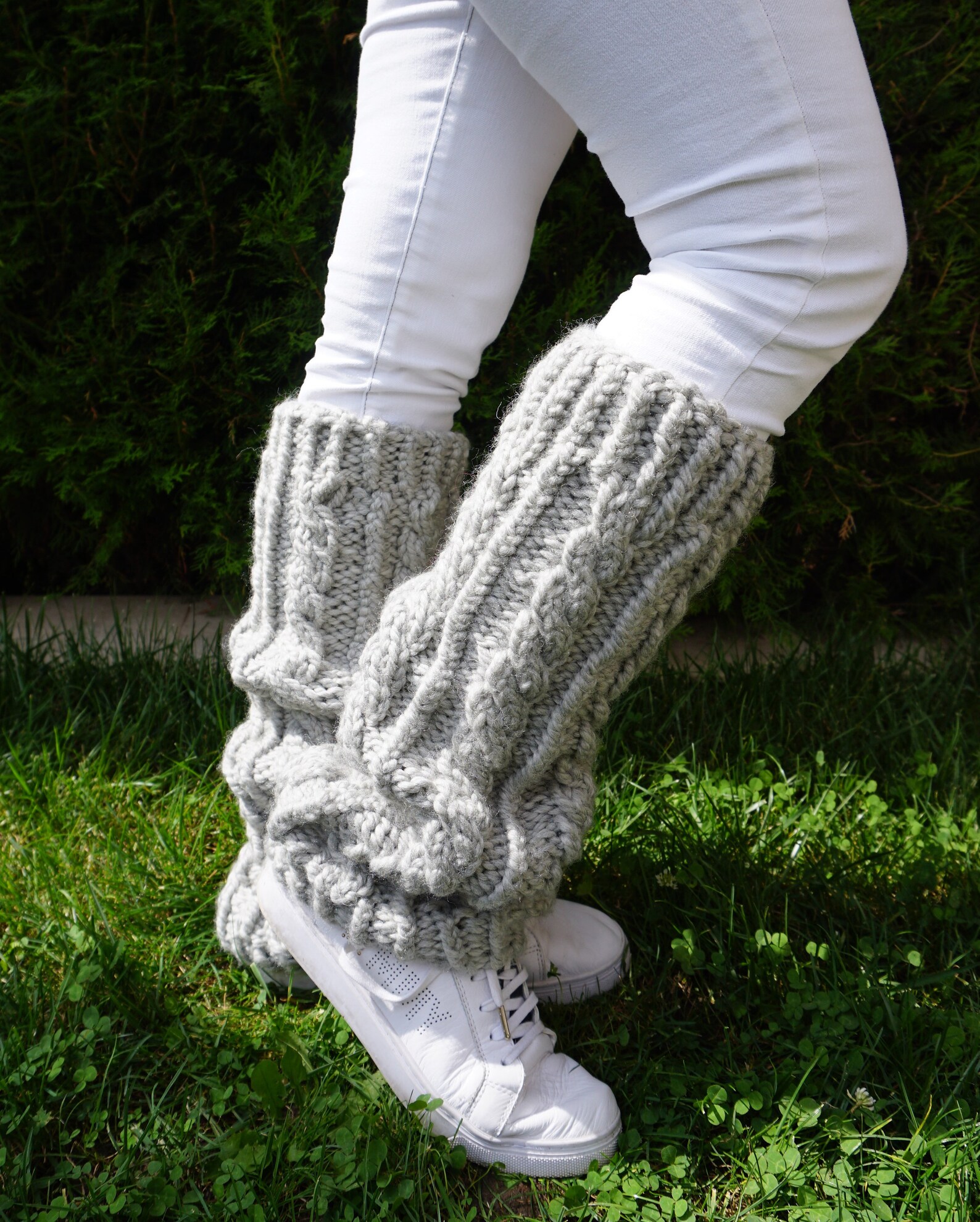 Wool Leg Warmers Cable Knit Leg Warmers Hand Knit Socks Etsy