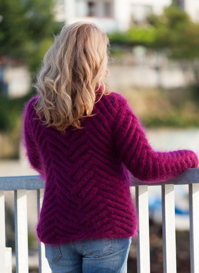 BULKY mohair sweater Hand Knit THICK Turtleneck Jumper, Cable knit sweater, Turtleneck Pullover, fetish mohair sweater, heavy winter pull image 5