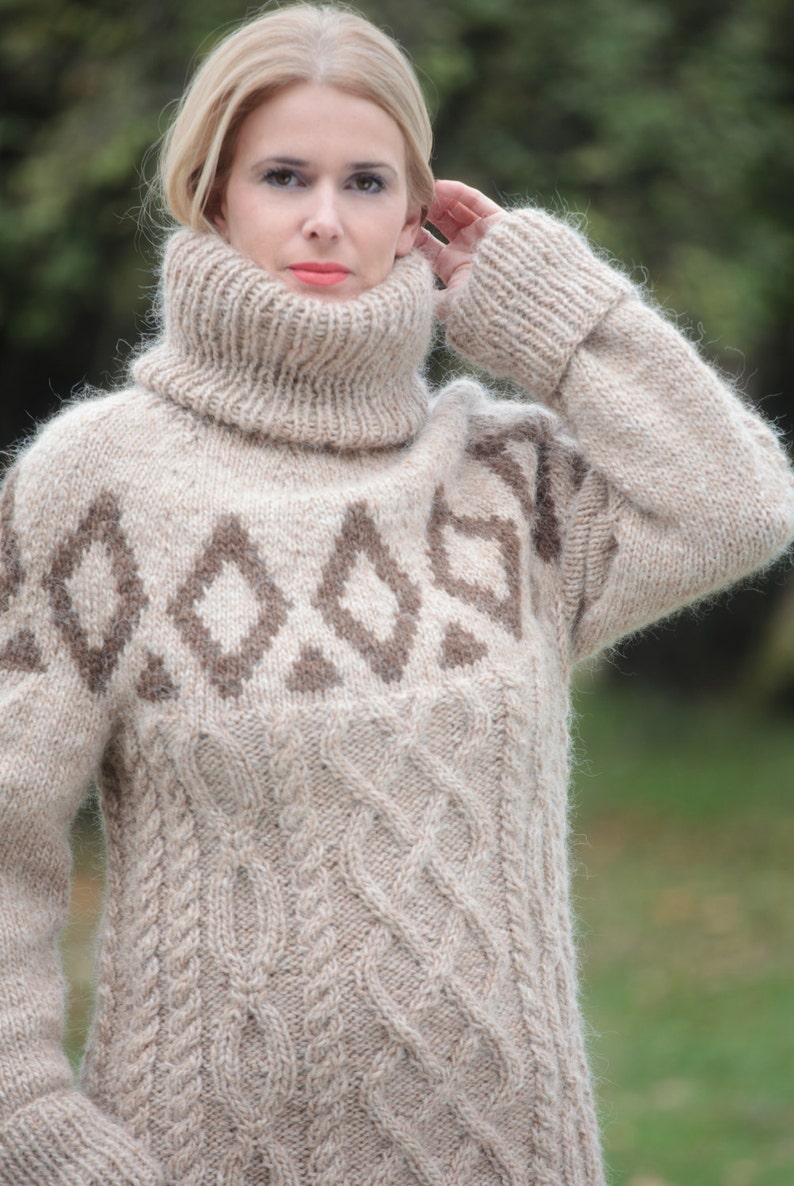 To ORDER Beige Pure Icelandic Wool Sweater Thick Turtleneck | Etsy