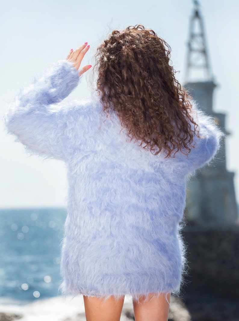 Fuzzy Mohair Sweater Turtleneck Pullover Fetish Sweater personalized sweater Fluffy Jumper Hand knit men sweater custom order sweater