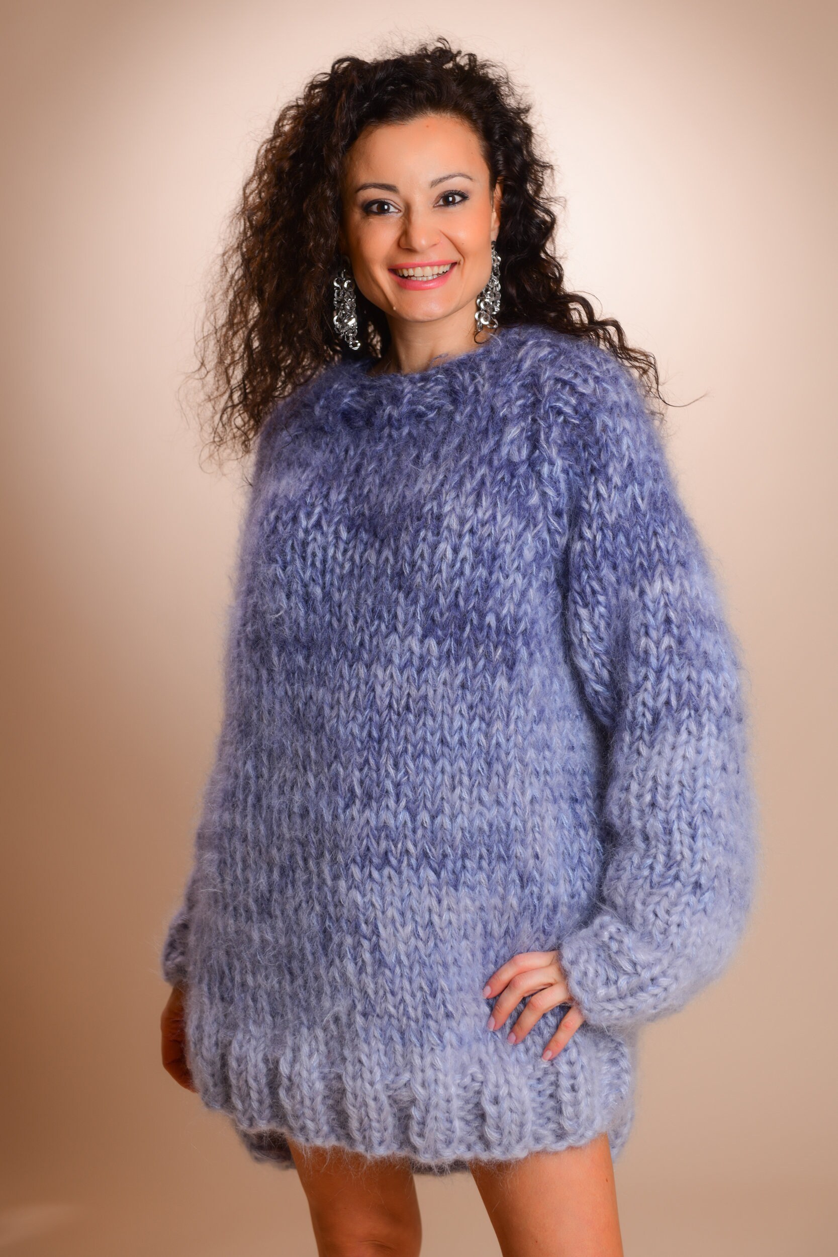 gepersonaliseerde gebreide trui READY TO SHIP Hand knit Mohair Sweater Oversized Sweater Ombre Sweater Kleding Gender-neutrale kleding volwassenen Sweaters relaxte chunky jumper Unisex Sweater 