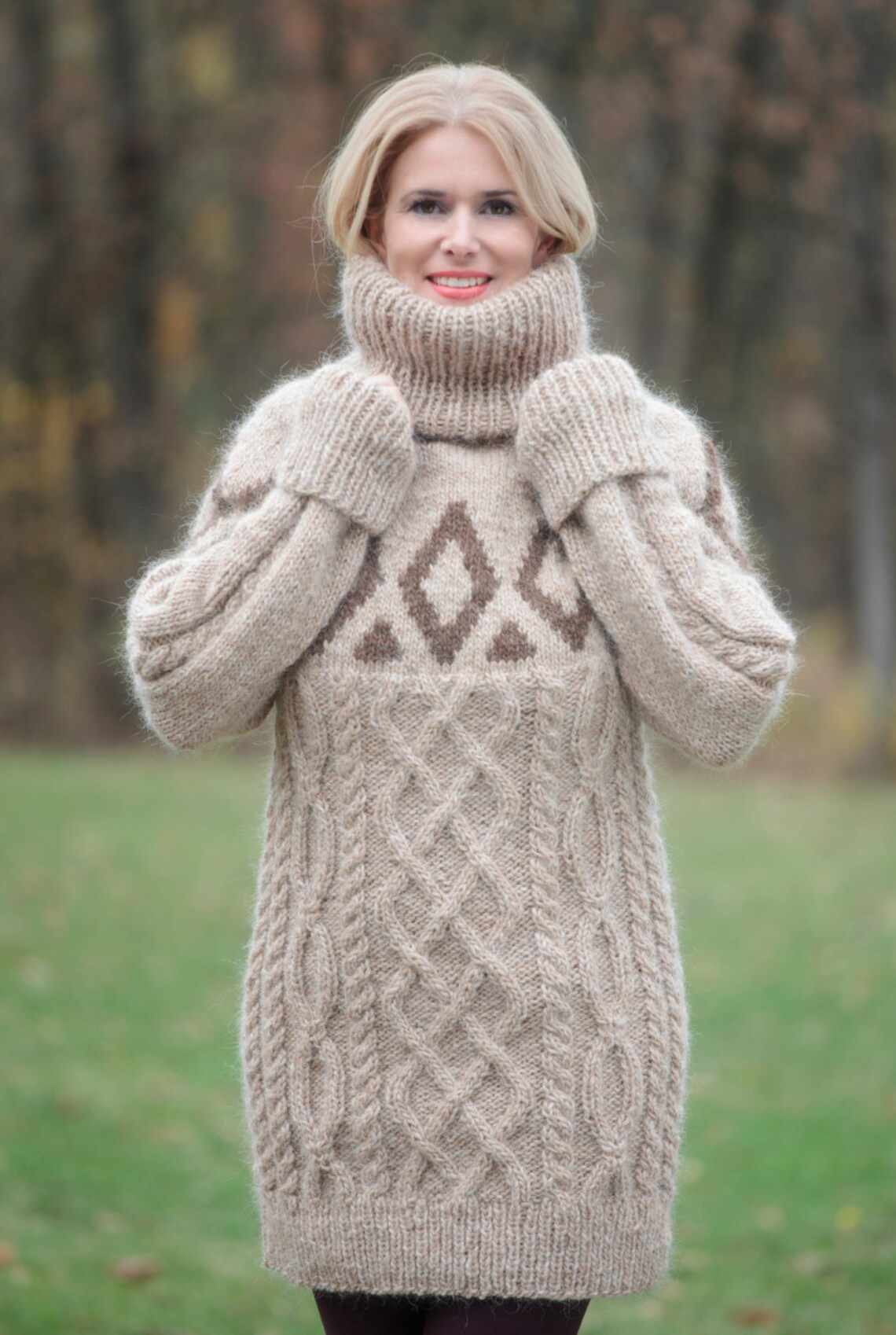 To ORDER Beige Pure Icelandic Wool Sweater Thick Turtleneck | Etsy