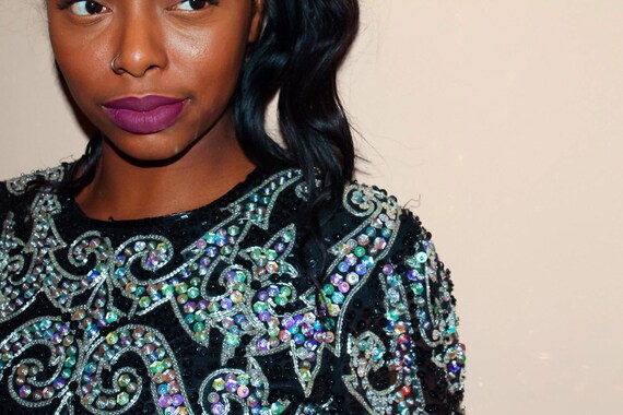 Sequin open back dress