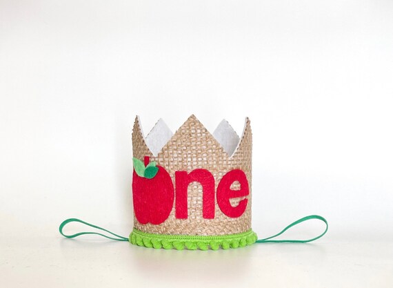 Apple Birthday Burlap Crown Apple of My 