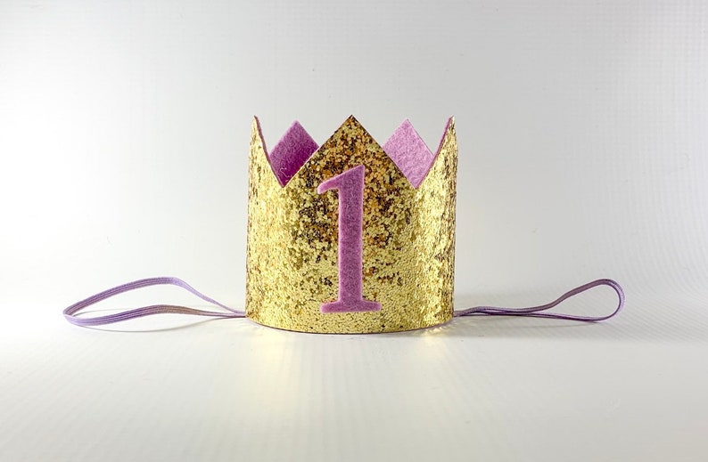 Gold and Lavender Birthday Crown Choose Your Color Silver Crown Gold Glitter 2nd 3rd Birthday Crown Girls Gold 1st Birthday Crown