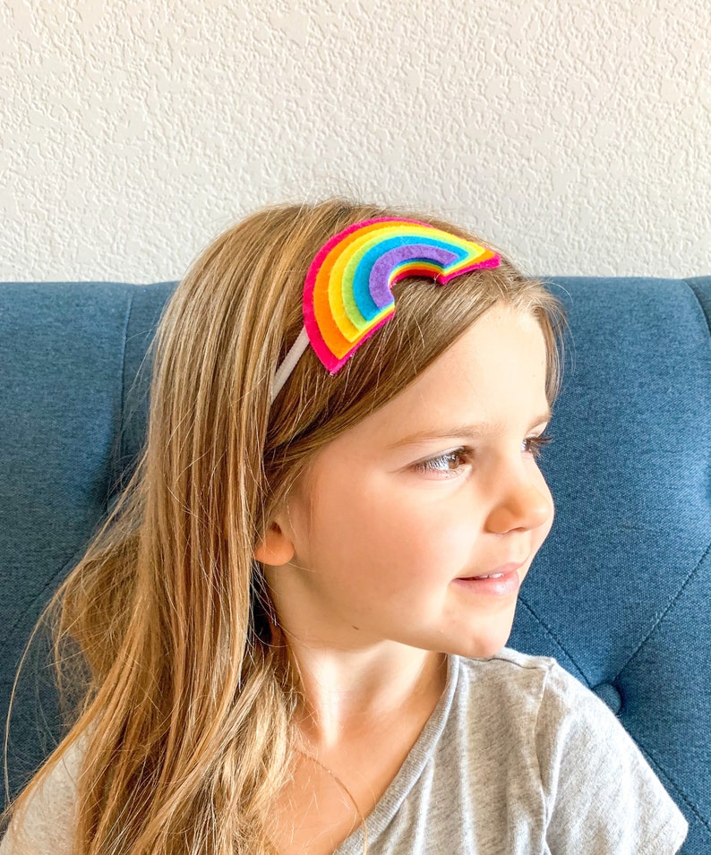 Pink Rainbow Headband Pastel Rainbow Baby Headband Felt Etsy