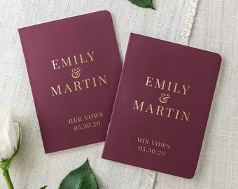 Wedding Vow Books, Set of His and Her Vow Books, Personalized Vow Books for Wedding Custom Wedding Vow Booklet, Colors Available