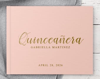 Quinceañera Guest Book, Quince Party Custom Book for Birthday Party, Mis Quince Anos Sign In Book for 15th Celebration