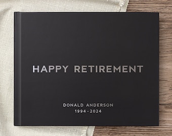 Retirement Guest Book for Retirement Party Gift Idea, Custom Photo Album Well Wishes for Happy Retirement Guestbook with Foil