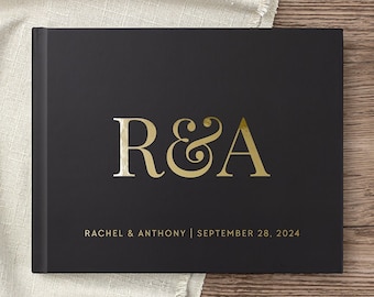 Wedding Guestbook, Custom Reception Guest Book or Photo Album for Wedding, Optional Foil and Cover Colors, Black Gold Foil