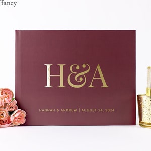 Personalized Guest Book, Custom Wedding Reception Guestbook Signing Book or Photo Album, Classic Design with Gold Foil
