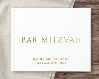 Bar Mitzvah Guest Book for Bar Mitzvah, Personalized Custom Guestbook Sign in Book for Bar or Bat Mitzvah Celebration Party