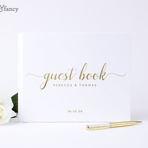 Gold foil wedding guest book horizontal wedding guestbook custom wedding gift photo book personalized wedding planner instant photo booth