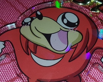 2" Ugandan Knuckles Double Sided Holographic Acrylic Keychain Meme Echidna