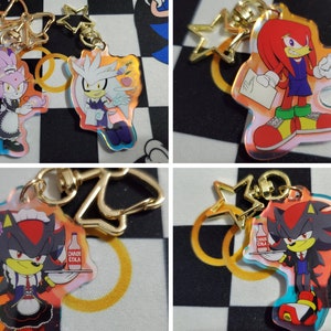 2&quot;-2.5&quot; Maid Cafe Themed Knuckles Blaze Silver Shadow Rainbow Acrylic Charms Sonic Hedgehog