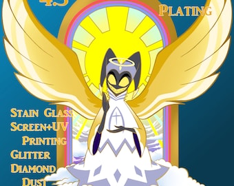 4.5&quot; Adam Stain Glass Glitter Enamel Pin First Man Angel Hazbin Hotel Dickmaster [Enamel Pin] ~PREORDER~