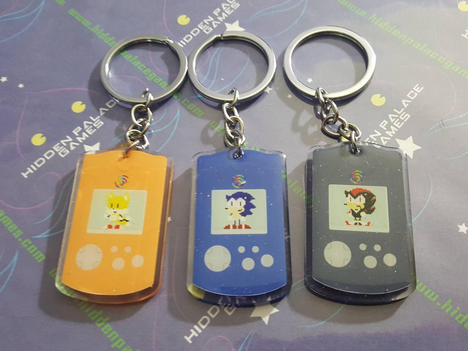 Sonic Tails Knuckles VMU Glitter Keychain SEGAMew Fox Hedgehog Etsy