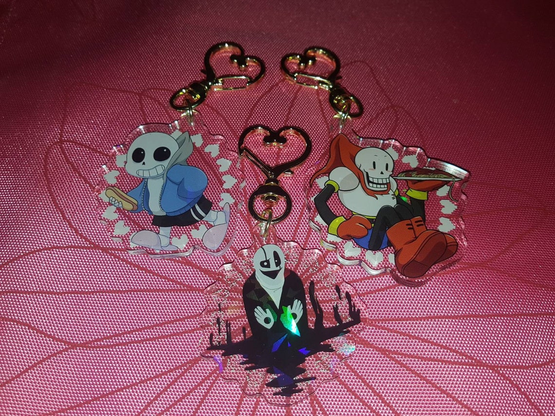 2 Sans Papyrus WD Gaster Skeleton Holo Acrylic Keychain Etsy