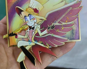 4" Golden Violinist Lucifer Hazbin Hotel [Enamel Pin] In Hands