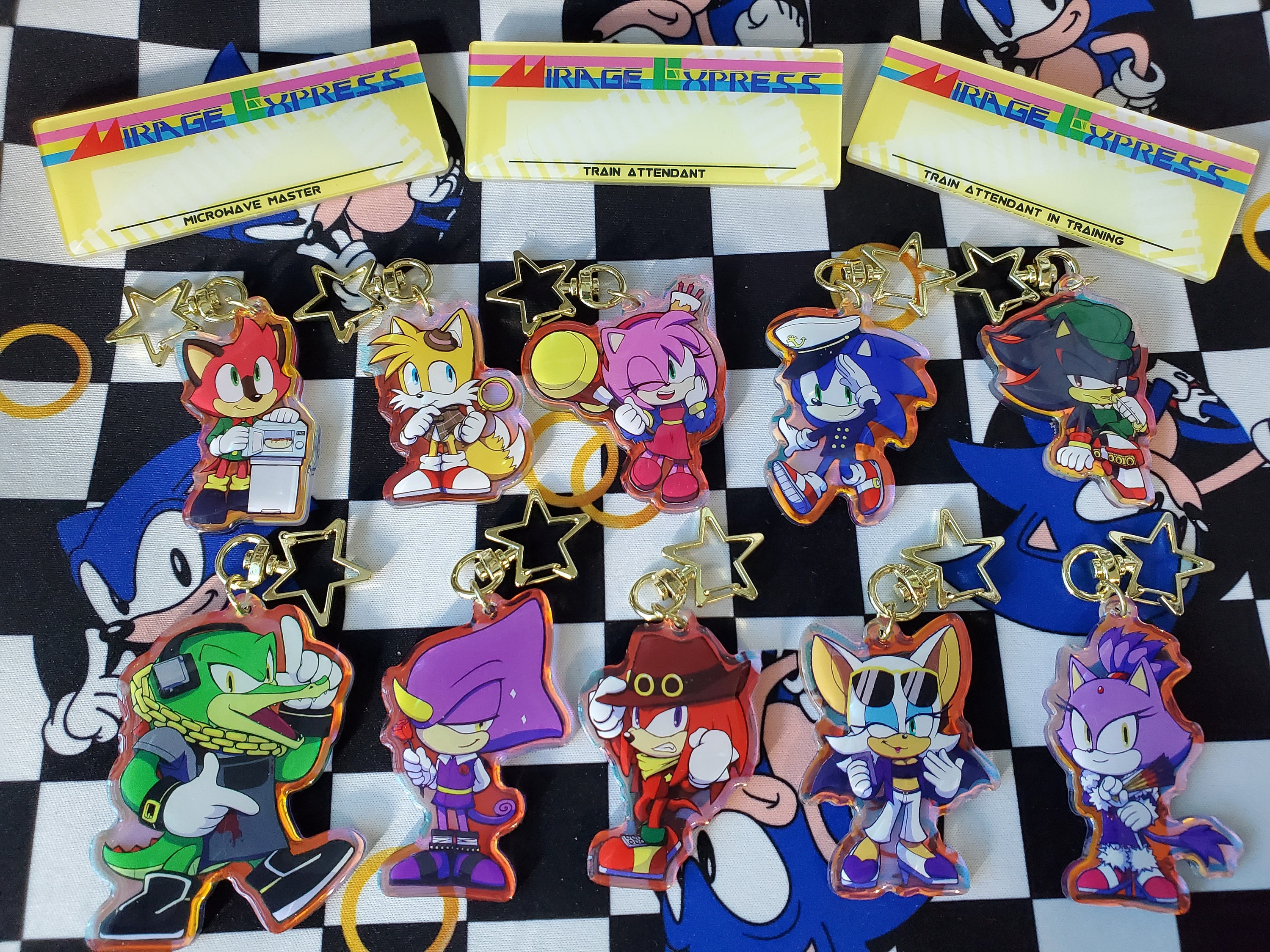 Murder of Sonic Hedgehog Rainbow Acrylic Holographic Charm